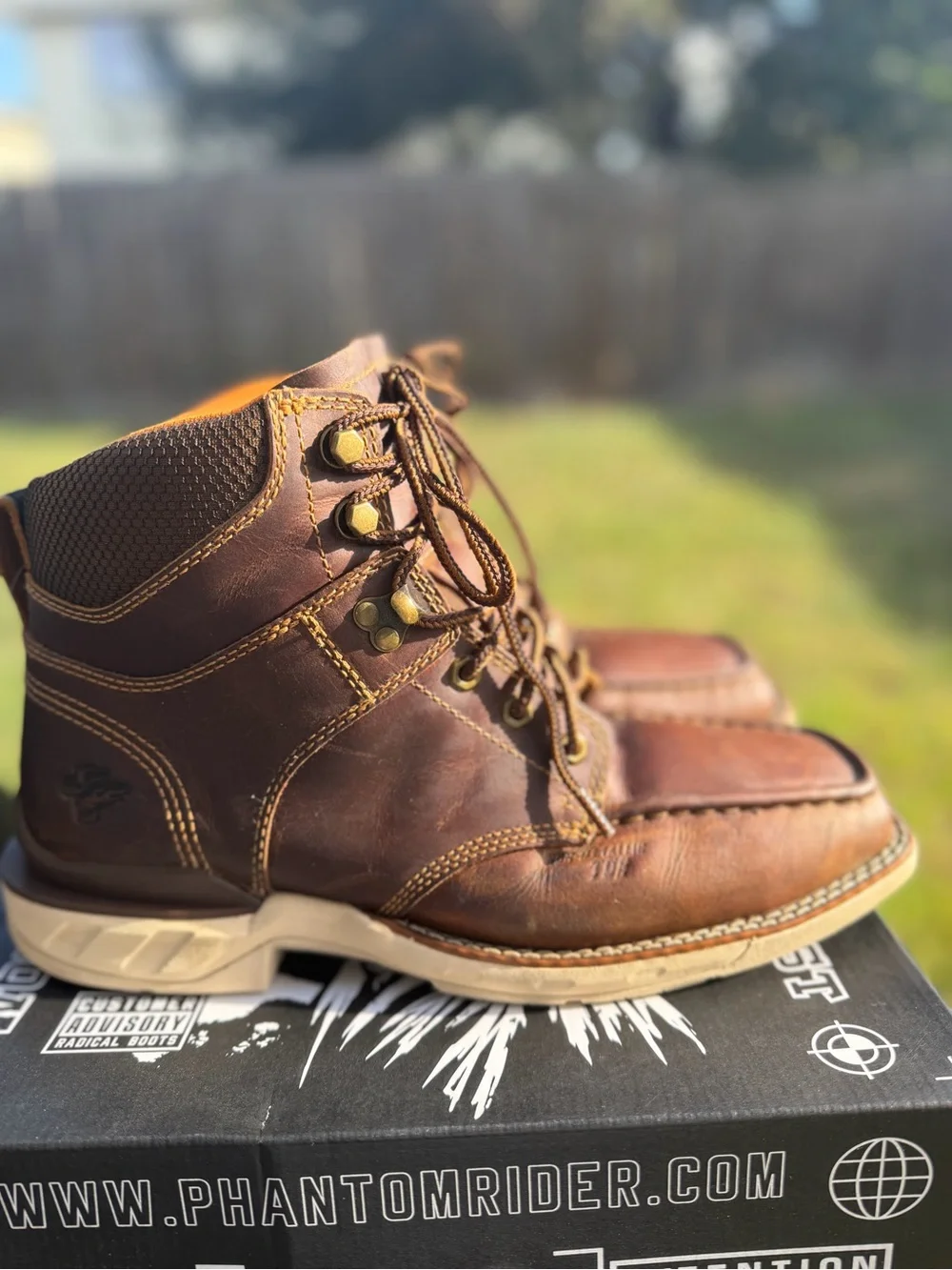Phantom Rider DH5375 Men’s Brown Leather Work Boots Size 10D